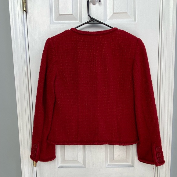 VTG Pendleton Women’s Red Wool Blend Cropped Blazer Jacket Red Size 4 - Picture 4 of 10